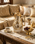 Arabic Calligraphy Coffee Thermos Set, Beige and Gold Thermal Carafe Set of 2, 1 Liter Vacuum Flask with Pink Glass Refill, Luxury Catering Beverage Dispenser, Decorative Dallah Tea and Coffee Server, Arabic Style Hot Water Thermos, Wedding Buffet Coffee Carafe, High End Party Tea Thermos Set, Insulated Pink Glass Vacuum Pitcher USA, Ramadan and Eid Coffee Server Set