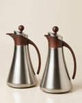 Silver Steel Coffee Thermos Set of 2, 1 Liter Stainless Thermal Coffee Carafe, Wood Accent Silver Beverage Pitcher, Pink Glass Vacuum Flask Set, Luxury Catering Thermal Dispenser, Modern Silver Tea Carafe, Insulated Hot Water Pitcher for Events, Nordic Style Silver Coffee Server Set, Stainless Steel Catering Thermos USA, Modern Silver Beverage Carafe for Weddings
