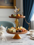 Round Tiered Serving Stand, 2 Tier Wooden Cake Stand, Gold Orchid Table Decor, Circular Serving Platter, Luxury Cupcake Tower, Rustic Round Tiered Tray, Gold Floral Serving Stand, Decorative Dessert Pedestal, Tiered Fruit Bowl for Counter, High-End Party Platters, Gold Leaf Table Centerpiece, Artisan Wood Serving Set, Wedding Cake Display Stand, Modern Gold Buffet Server, Two Tier Circular Tray, Luxury Housewarming Gift, Sculptural Food Display, Natural Wood Entertaining Set, Elegant Afternoon Tea Tray, Bou