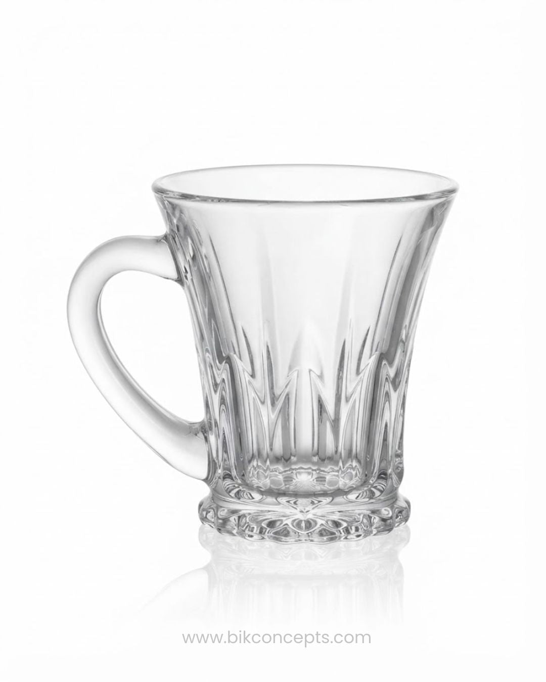 Clear Glass Espresso Mugs 123ml, Flared Demitasse Tea Cups 4 oz Set of 6, Small Vintage Panelled Glassware, Commercial Restaurant Espresso Cups, Hotel Breakfast Demitasse Glassware, Clear Glass Macchiato Mugs, High Clarity Mini Drinkware, Catering Service Espresso Mugs
