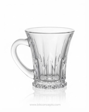 Clear Glass Espresso Mugs 123ml, Flared Demitasse Tea Cups 4 oz Set of 6, Small Vintage Panelled Glassware, Commercial Restaurant Espresso Cups, Hotel Breakfast Demitasse Glassware, Clear Glass Macchiato Mugs, High Clarity Mini Drinkware, Catering Service Espresso Mugs