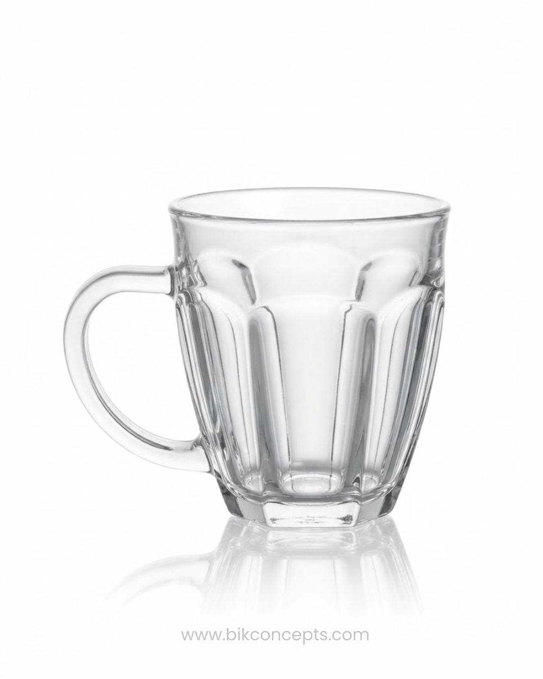 Clear Glass Coffee Mugs 205ml, Fluted Glass Tea Cups 7 oz Set of 6, Vintage Panelled Glassware, Commercial Restaurant Glass Mugs, Hotel Breakfast Glassware, Clear Glass Espresso Mugs, High Clarity Beverage Glassware, Catering Service Coffee Mugs