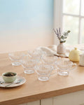 Clear Glass Teacups 200ml, Flared Wide Rim Glass Mugs 6.8 oz Set of 6, Vintage Ribbed Coffee Cups, Commercial Restaurant Glassware, Hotel Breakfast Tea Cups, Clear Glass Cappuccino Mugs, High Clarity Beverage Glassware, Catering Service Teacups
