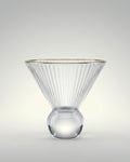 Gold Rim Glass Dessert Bowl Set, Fluted Martini Glasses 7 oz, Ribbed Glass Ice Cream Cup, Gold Rimmed Cocktail Coupe Glass, Ball Base Dessert Glass, Clear Glass Mousse Cup Set of 6, Vintage Style Fluted Barware, Commercial Catering Glassware USA, Heavy Duty Dessert Glasses for Events, Decorative Gold Rimmed Parfait Cup