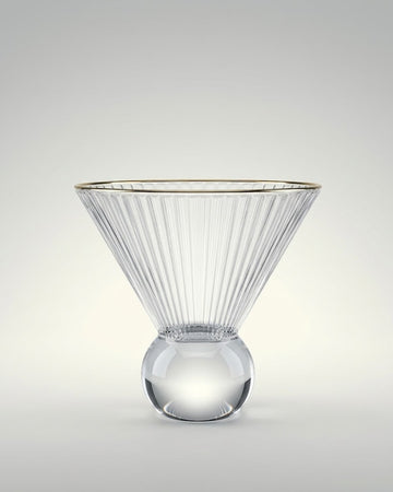 Gold Rim Glass Dessert Bowl Set, Fluted Martini Glasses 7 oz, Ribbed Glass Ice Cream Cup, Gold Rimmed Cocktail Coupe Glass, Ball Base Dessert Glass, Clear Glass Mousse Cup Set of 6, Vintage Style Fluted Barware, Commercial Catering Glassware USA, Heavy Duty Dessert Glasses for Events, Decorative Gold Rimmed Parfait Cup