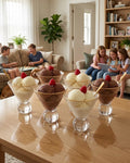 Gold Rim Glass Dessert Bowl Set, Fluted Martini Glasses 7 oz, Ribbed Glass Ice Cream Cup, Gold Rimmed Cocktail Coupe Glass, Ball Base Dessert Glass, Clear Glass Mousse Cup Set of 6, Vintage Style Fluted Barware, Commercial Catering Glassware USA, Heavy Duty Dessert Glasses for Events, Decorative Gold Rimmed Parfait Cup