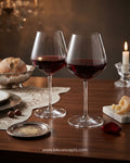 Clear Glass Wine Glasses Set of 6, Modern Angular Wine Glass 17.5 oz, 9 Inch Tall Stemware Set, Commercial Restaurant Wine Glasses Bulk, Hotel Barware Stemmed Wine Glasses, Catering Service Clear Glassware Set, Large Capacity Red and White Wine Glasses, Modern Crystal Clear Goblets Pack of 6