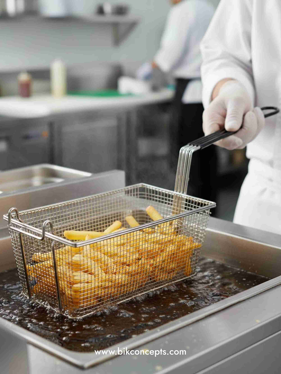 fryer basket equivalent replacement V174PL, wire mesh fryer basket commercial use, front hook fryer basket oil draining