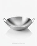 A stainless steel wok with double loop handles, Stainless Steel Cantonese Wok, Commercial Round Bottom Wok, Professional Stir Fry Wok, Heavy Duty Catering Wok, Dual Loop Handle Wok, Restaurant Grade Asian Cookware, 22 Inch Commercial Wok, Hotel Kitchen Equipment Wok, Industrial Stainless Steel Wok, Large Banquet Serving Wok