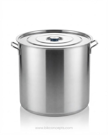 Commercial Stainless Steel Stock Pot, Heavy Duty Soup Pot with Lid, Welded Handle Catering Boiling Pot, Hotel Kitchen Stainless Stockpot, Large Capacity Restaurant Sauce Pot, 20 40 60 100 Quart Stock Pot, Flat Lid Commercial Cooking Pot, Industrial Stainless Steel Boiling Pot, Bulk Food Prep Commercial Pot, Commercial Grade Stockpot Set
