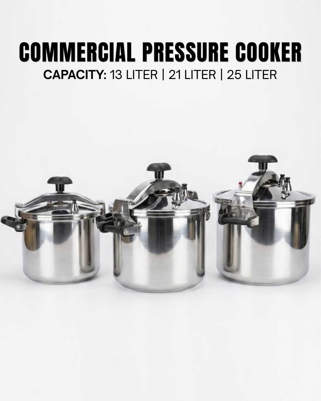 Commercial Pressure Cooker, Restaurant Pressure Cooker, 13L Pressure Pot, 21L Stainless Steel Cooker, 25 Liter Pressure Cooker, Heavy Duty Catering Cooker, Large Capacity Soup Pot, Commercial Kitchen Cookware, Bulk Food Prep Cooker