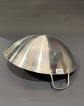 Stainless Steel Cantonese Wok, Commercial Round Bottom Wok, Professional Stir Fry Wok, Heavy Duty Catering Wok, Dual Loop Handle Wok, Restaurant Grade Asian Cookware, 22 Inch Commercial Wok, Hotel Kitchen Equipment Wok, Industrial Stainless Steel Wok, Large Banquet Serving Wok