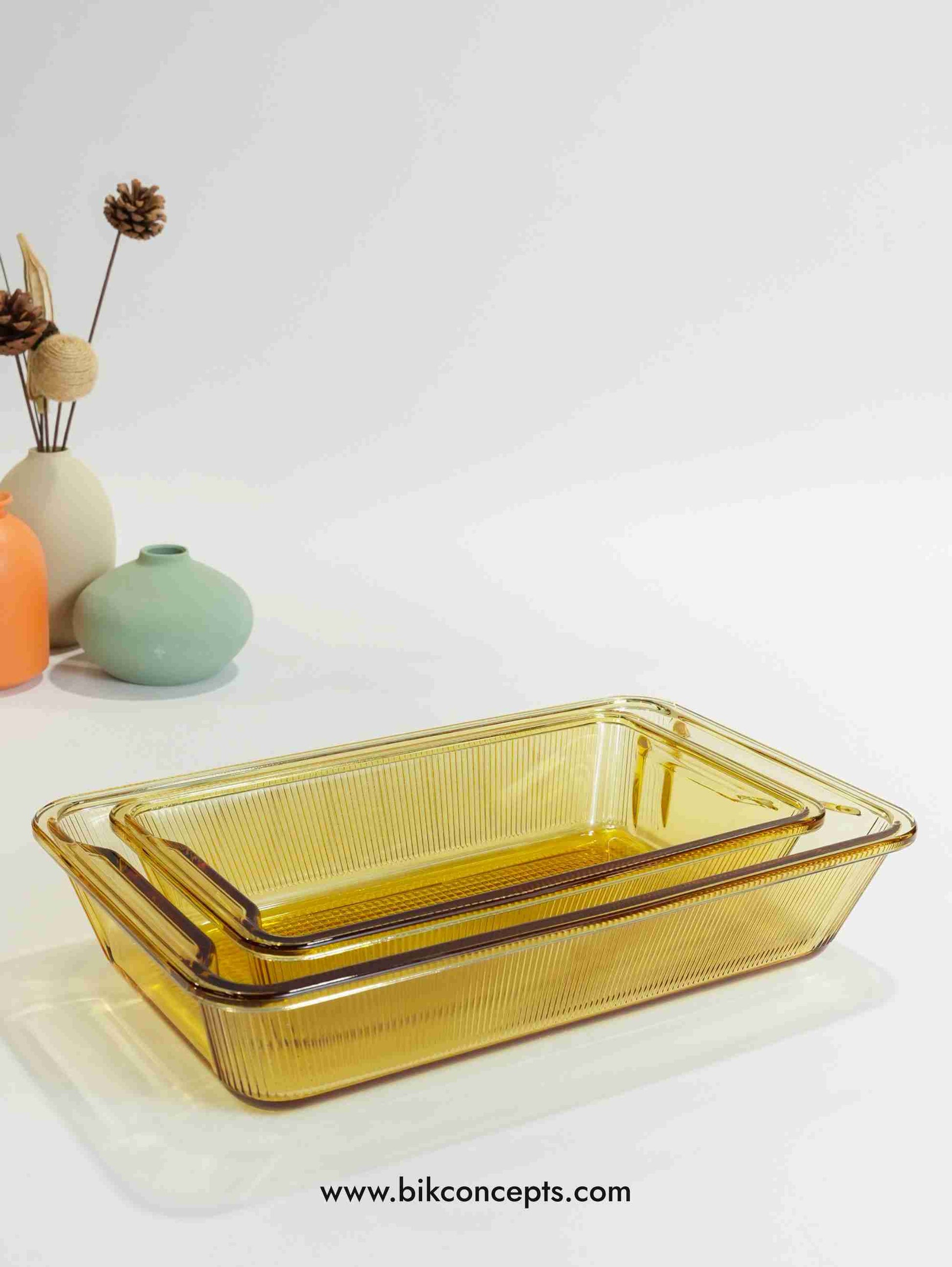 crystal glass baking tray, amber glass bakeware, borosilicate glass oven dish, 