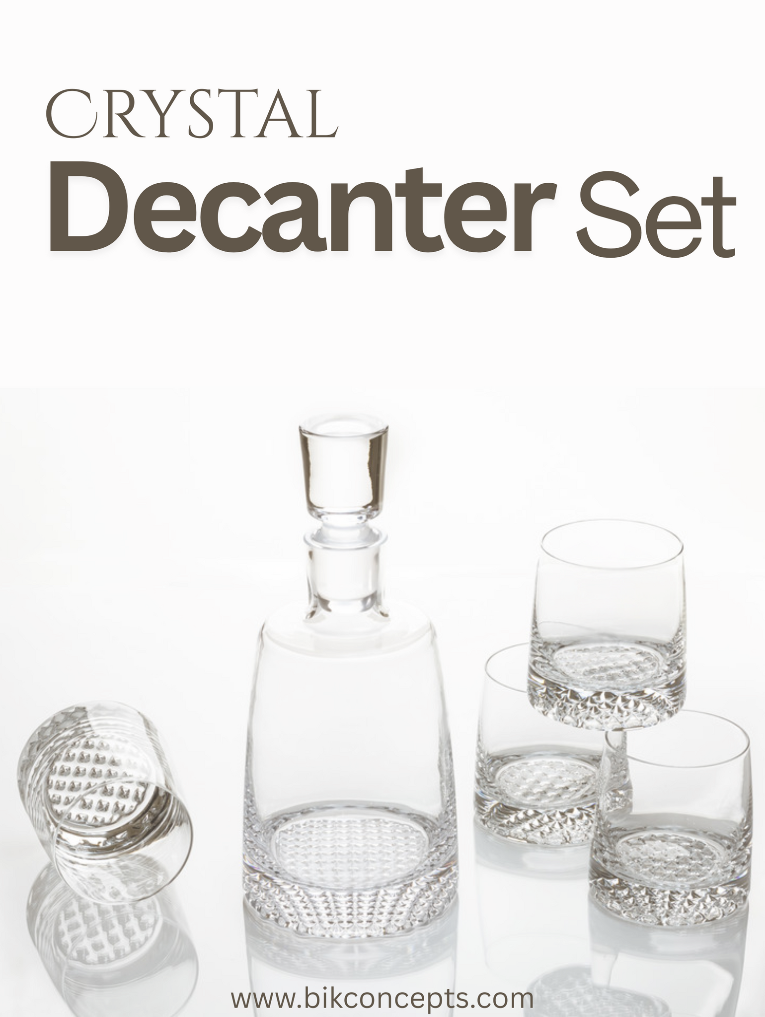 Luxury Crystal Whiskey Decanter Set with 4 Matching Glasses Gift Set