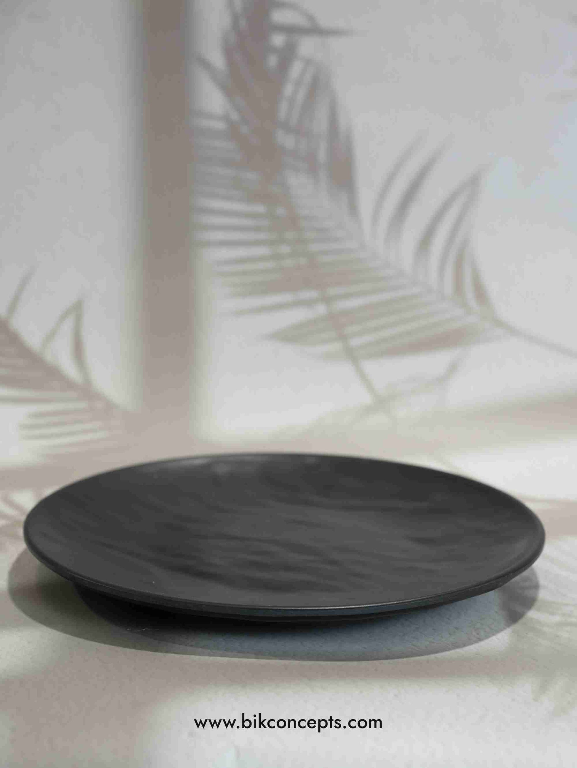 8 inch dessert plate, onyx melamine plate, black shatterproof plate, unbreakable appetizer dish, matte black dinnerware, melamine salad plate