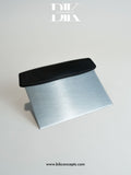 Dough scraper, bench scraper, metal dough cutter, professional baker tools, bread making equipment.
