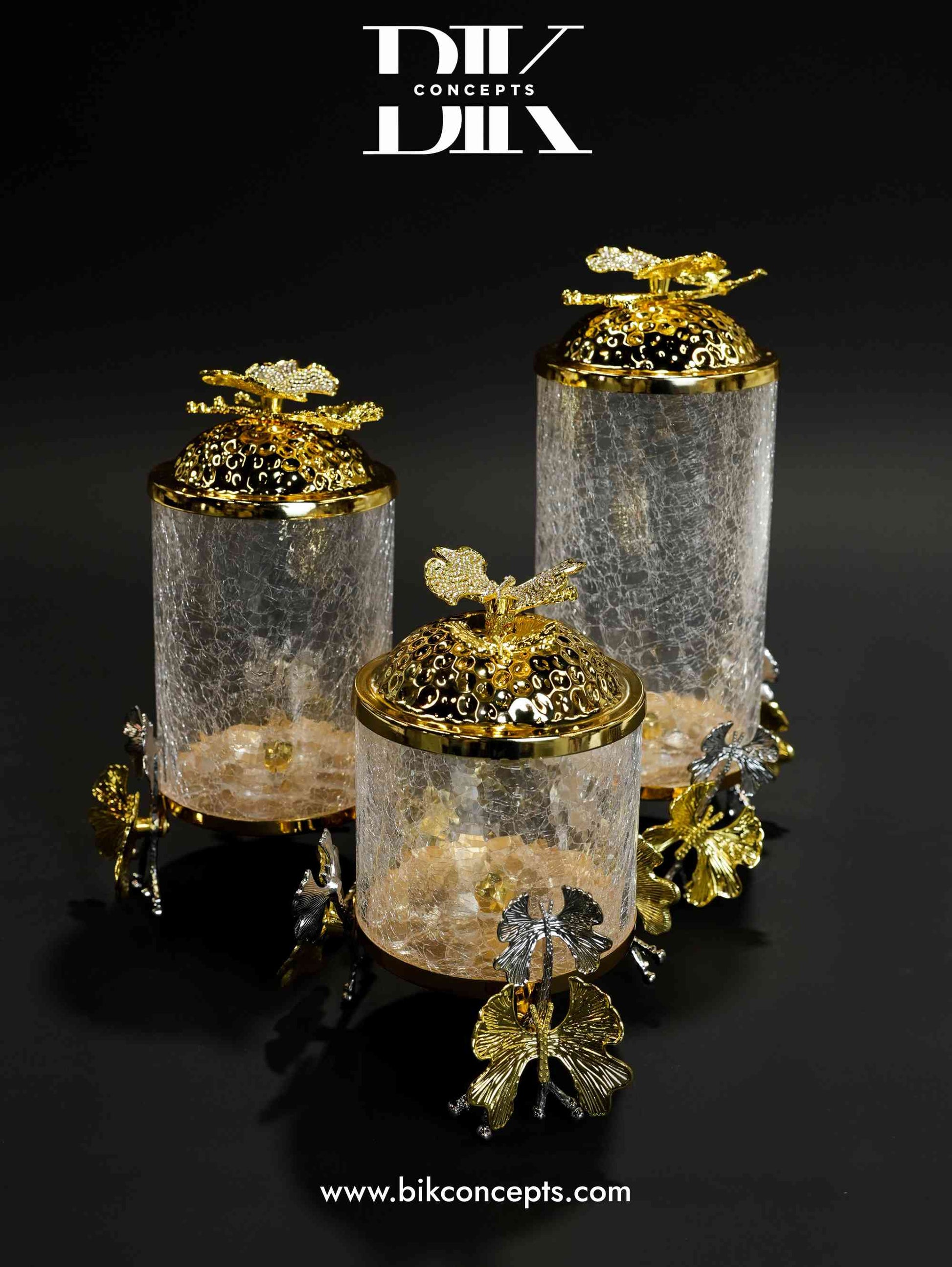 Crystal or glass jar serving set