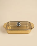 Gold Stainless Steel Serving Platter, Covered Rectangular Food Server, Gold Chafing Dish Pan with Glass Lid, Luxury Catering Serving Tray, Metallic Buffet Server USA, Gold Lasagna Baking Dish with Lid, Decorative Food Storage Server, Covered Main Course Dish for Events, Gold Catering Pan for Weddings, Stainless Steel Tabletop Chafing Tray