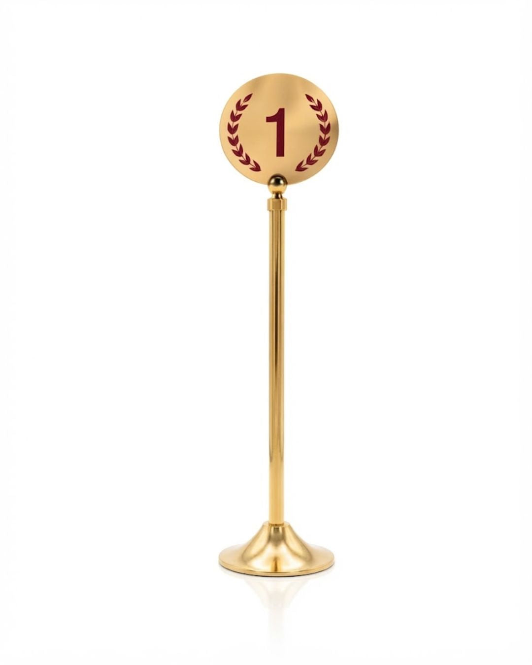 Gold Stainless Steel Table Numbers 12 Inch, Tall Pedestal Table Number Stands Set of 18, Luxury Restaurant Table Markers Numbers 1-18 19-36, High End Hotel Banquet Table Numbers, Catering Event Table Number Holders, Tall Brass Gold Wedding Table Numbers, Weighted Base Stainless Steel Number Stands, Commercial Banquet Floor Markers Set