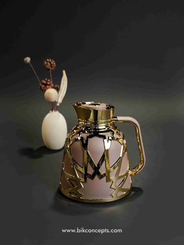 Mauve and gold carafe, 1L insulated flask, luxury coffee server, pink thermal tea pot, elegant Gahwa flask, modern Arabic coffee pot, luxury hospitality gift, thermal water pitcher