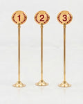 Gold Stainless Steel Table Numbers 12 Inch, Tall Pedestal Table Number Stands Set of 18, Luxury Restaurant Table Markers Numbers 1-18 19-36, High End Hotel Banquet Table Numbers, Catering Event Table Number Holders, Tall Brass Gold Wedding Table Numbers, Weighted Base Stainless Steel Number Stands, Commercial Banquet Floor Markers Set