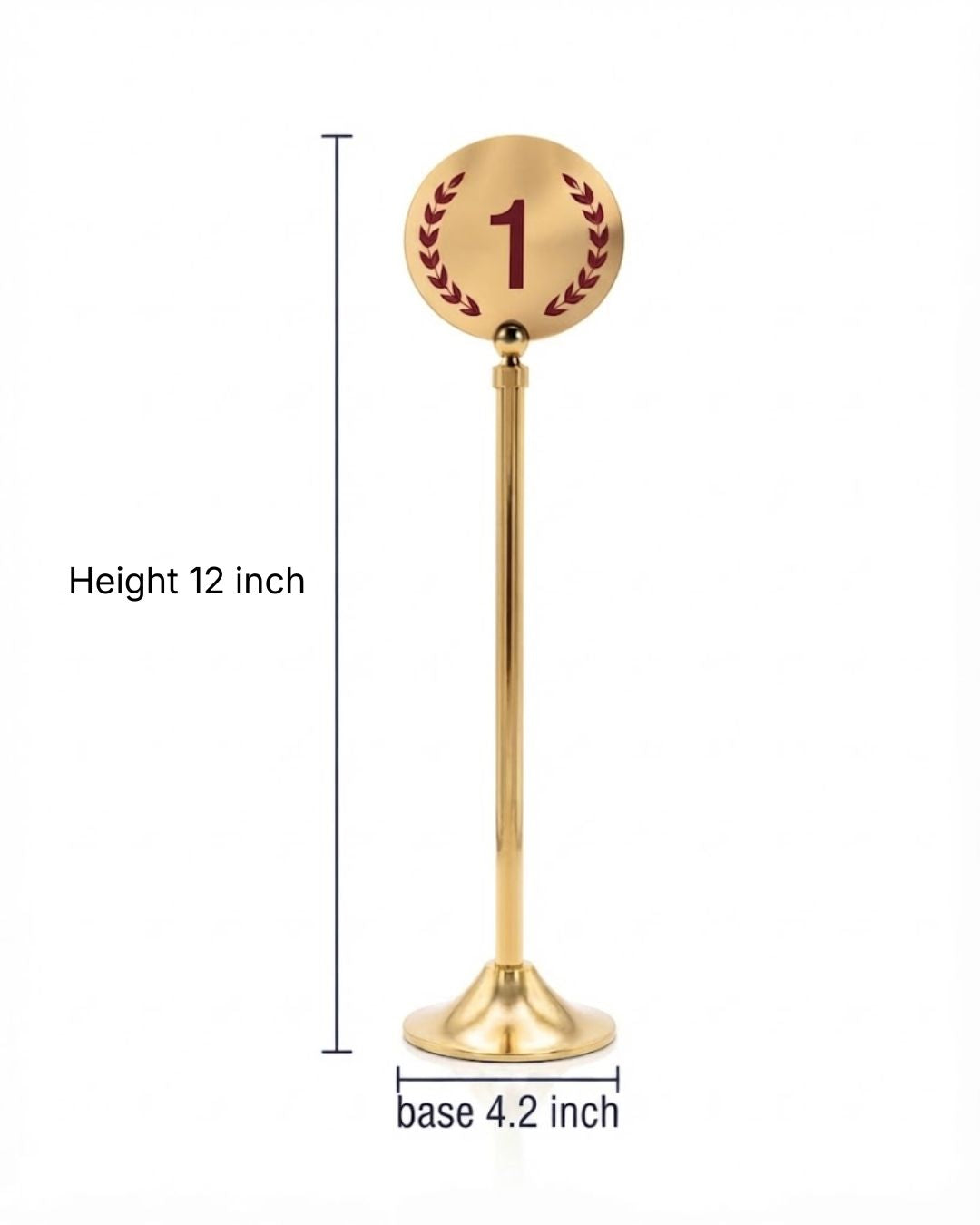 Gold Stainless Steel Table Numbers 12 Inch, Tall Pedestal Table Number Stands Set of 18, Luxury Restaurant Table Markers Numbers 1-18 19-36, High End Hotel Banquet Table Numbers, Catering Event Table Number Holders, Tall Brass Gold Wedding Table Numbers, Weighted Base Stainless Steel Number Stands, Commercial Banquet Floor Markers Set