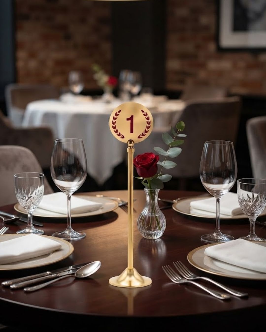 Gold Stainless Steel Table Numbers 12 Inch, Tall Pedestal Table Number Stands Set of 18, Luxury Restaurant Table Markers Numbers 1-18 19-36, High End Hotel Banquet Table Numbers, Catering Event Table Number Holders, Tall Brass Gold Wedding Table Numbers, Weighted Base Stainless Steel Number Stands, Commercial Banquet Floor Markers Set