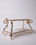 Gold 2 Tier Serving Stand, Two Tier Ceramic Dessert Stand, High End Catering Dessert Tray, Botanical Bird Food Stand, Rectangular Ceramic Serving Rack, Luxury Party Dessert Display, Gold Metal Tiered Pastry Stand, Upscale Wedding Dessert Tower, Designer Buffet Serving Rack, Double Layer Macaron Stand