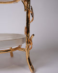 Gold 3 Tier Serving Platter, Luxury Tiered Dessert Stand, High End Catering Appetizer Tower, Porcelain and Gold Tiered Server, Botanical Bird Dessert Stand, Footed 3 Tier Food Stand, Upscale Wedding Dessert Display, High Tea Tiered Platter, Luxury Afternoon Tea Stand, Gold Metal Tiered Serving Tray, Designer Buffet Serving Tower