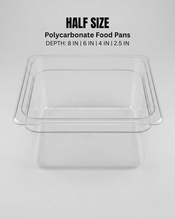 Half Size Food Pans, Clear Plastic Hotel Pans, Catering Food Storage Pans, Shatterproof Buffet Pans, Commercial Cold Storage Pans, Food Truck Prep Pans, Heavy Duty Catering Supplies, Polycarbonate Food Containers, Bulk Food Transport Pans