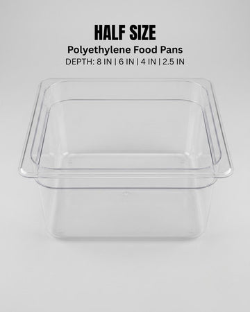 Half Size Food Pans, Clear Plastic Hotel Pans, Catering Food Storage Pans, Shatterproof Buffet Pans, Commercial Cold Storage Pans, Food Truck Prep Pans, Heavy Duty Catering Supplies, Polycarbonate Food Containers, Bulk Food Transport Pans