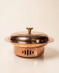 Rose Gold Buffet Server with Burner, Triply Stainless Steel Chafing Dish, Hammered Copper Food Warmer Dish, Round Buffet Chafing Server, Luxury Food Warmer for Parties, Stainless Steel Hot Pot Server, Decorative Rose Gold Serving Dish with Lid, Main Course Food Warmer with Fuel Holder, High End Buffet Server USA, Premium Triply Party Chafing Dish