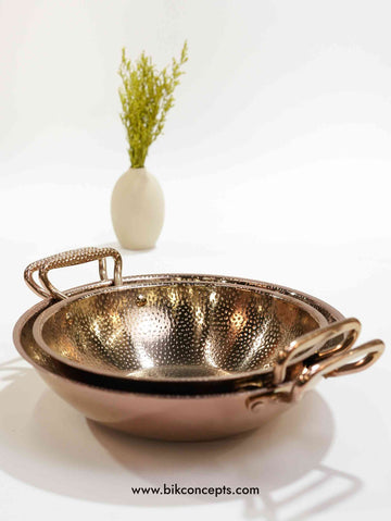 Hammered serving wok, stainless steel karahi, luxury broth dish, decorative serving bowl, Eid dinnerware, Ramadan serving tray, Christmas food server, deep stainless steel platter