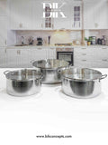 hammered metal cookware, high capacity serving pots.