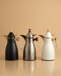 Hammered Steel Coffee Thermos, 1 Liter Thermal Coffee Carafe, Pink Glass Vacuum Flask, Luxury Catering Coffee Dispenser, Decorative Tea Carafe, Dallah Style Coffee Server, Insulated Beverage Carafe for Weddings, Thermal Flask for Catering Events, High End Hot Water Thermos USA, White Vacuum Insulated Pitcher