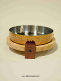 Handi platter, gold serving dish, hammered stainless steel bowl, indian serving tray, luxury dinnerware, decorative metal bowl with wood stand.