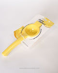 Yellow Metal Lemon Squeezer 8.5 Inch, Heavy Duty Handheld Citrus Juicer, Commercial Restaurant Lime Press, Hotel Bar Hand Squeezer, Manual Citrus Extractor Metal, Catering Service Lemon Juicer Tool, Premium Handheld Citrus Press Yellow, Rust Resistant Metal Lemon Squeezer