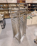Commercial Sheet Pan Rack 18 Tier, Stainless Steel Bakery Trolley, Mobile Bun Pan Rack with Casters, Commercial Kitchen Tray Cart, Heavy Duty Sheet Pan Cooling Rack, Bakery Oven Pan Rack, Restaurant Prep Sheet Pan Storage, 72 Inch High Speed Pan Rack