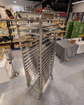 Commercial Sheet Pan Rack 18 Tier, Stainless Steel Bakery Trolley, Mobile Bun Pan Rack with Casters, Commercial Kitchen Tray Cart, Heavy Duty Sheet Pan Cooling Rack, Bakery Oven Pan Rack, Restaurant Prep Sheet Pan Storage, 72 Inch High Speed Pan Rack
