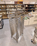 Commercial Sheet Pan Rack 18 Tier, Stainless Steel Bakery Trolley, Mobile Bun Pan Rack with Casters, Commercial Kitchen Tray Cart, Heavy Duty Sheet Pan Cooling Rack, Bakery Oven Pan Rack, Restaurant Prep Sheet Pan Storage, 72 Inch High Speed Pan Rack
