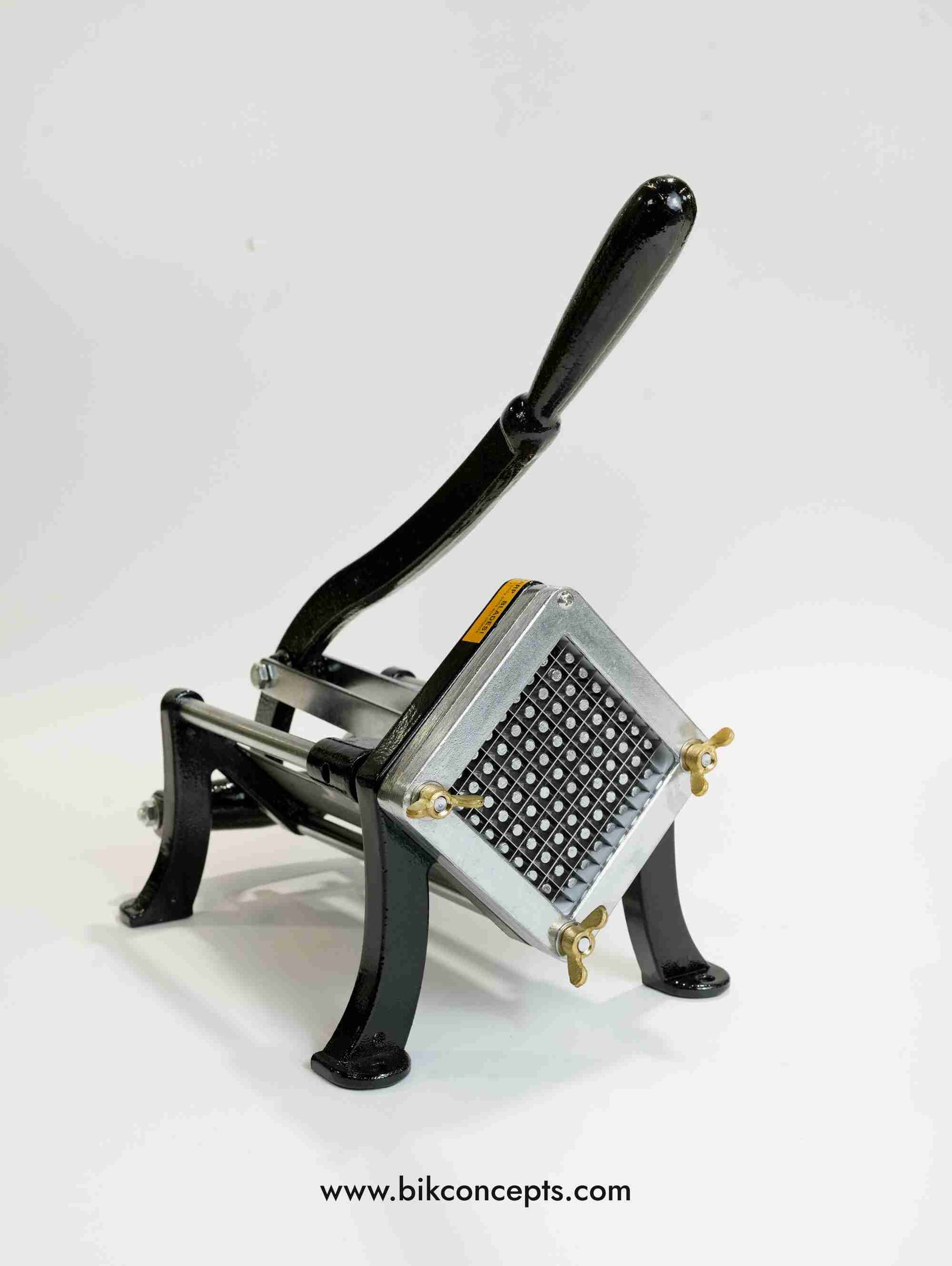 Heavy duty french fry cutter, cast iron potato slicer, commercial fry cutter, industrial potato cutter, stainless steel fry blade, restaurant food prep