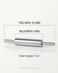Heavyweight Stainless Steel Rolling Pin 12lb, 18.5 Inch Commercial Dough Roller, Solid Metal Pastry Roller, Heavy Duty Bakery Fondant Roller, Chillable Stainless Steel Dough Pin, Pizza Dough Roller Metal, Professional Catering Baking Tools, Heavy Metal Dough Press Roller