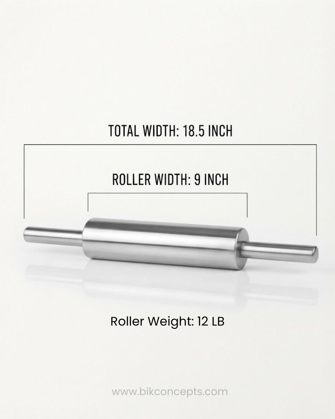 Heavyweight Stainless Steel Rolling Pin 12lb, 18.5 Inch Commercial Dough Roller, Solid Metal Pastry Roller, Heavy Duty Bakery Fondant Roller, Chillable Stainless Steel Dough Pin, Pizza Dough Roller Metal, Professional Catering Baking Tools, Heavy Metal Dough Press Roller
