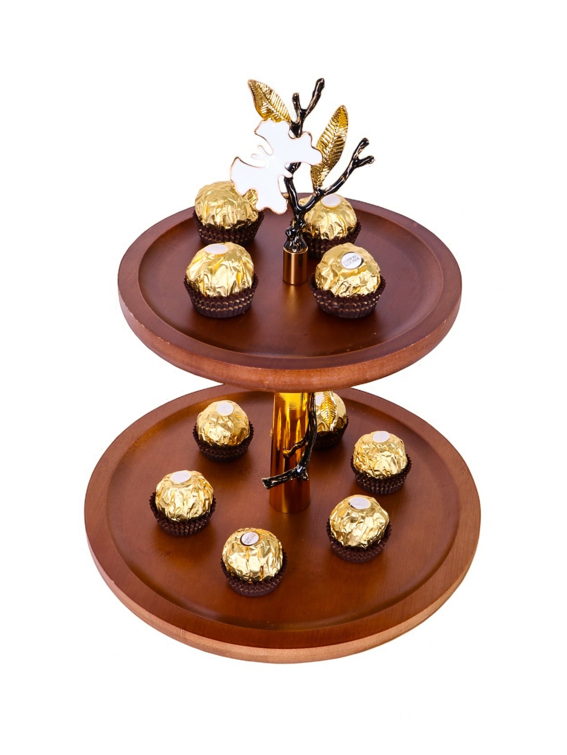 Round Tiered Serving Stand, 2 Tier Wooden Cake Stand, Gold Orchid Table Decor, Circular Serving Platter, Luxury Cupcake Tower, Rustic Round Tiered Tray, Gold Floral Serving Stand, Decorative Dessert Pedestal, Tiered Fruit Bowl for Counter, High-End Party Platters, Gold Leaf Table Centerpiece, Artisan Wood Serving Set, Wedding Cake Display Stand, Modern Gold Buffet Server, Two Tier Circular Tray, Luxury Housewarming Gift, Sculptural Food Display, Natural Wood Entertaining Set