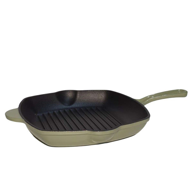 Enameled Cast Iron Grill Pan 10 inch – Perfect for Indoor Grilling & Searing