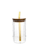 glass jar with straw for juice and beverages, modern fluted glass tumbler for iced tea, textured glass drinkware with sustainable lid, aesthetic glass cup for bubble tea and matcha, minimalist kitchen glassware aesthetic, eco-friendly reusable glass with bamboo lid, iced coffee glass for home bar setup, aesthetic desk drinkware for work from home