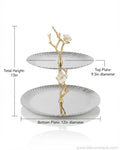 2 Tier Stainless Steel Platter, Luxury Tiered Dessert Stand, Jasmine Collection Serving Tray, High End Catering Platter USA, Silver Tiered Pastry Stand, Botanical Metal Buffet Display, Gold and Silver Tiered Tray, Designer Afternoon Tea Stand, Luxury Wedding Food Display, Decorative 2 Tier Metal Server