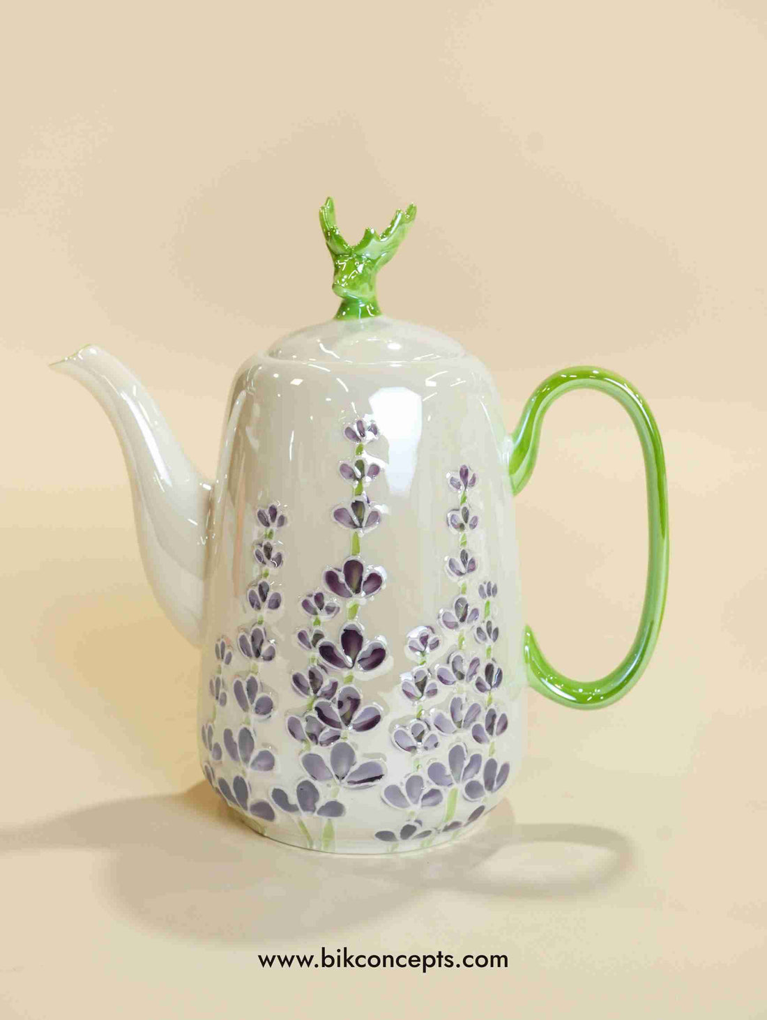 Lavender floral tea set, porcelain tea set with tray, sage green teapot, 8 piece tea service for 6, vintage floral tea set, 1.5L porcelain kettle, botanical dinnerware, luxury tea gift.