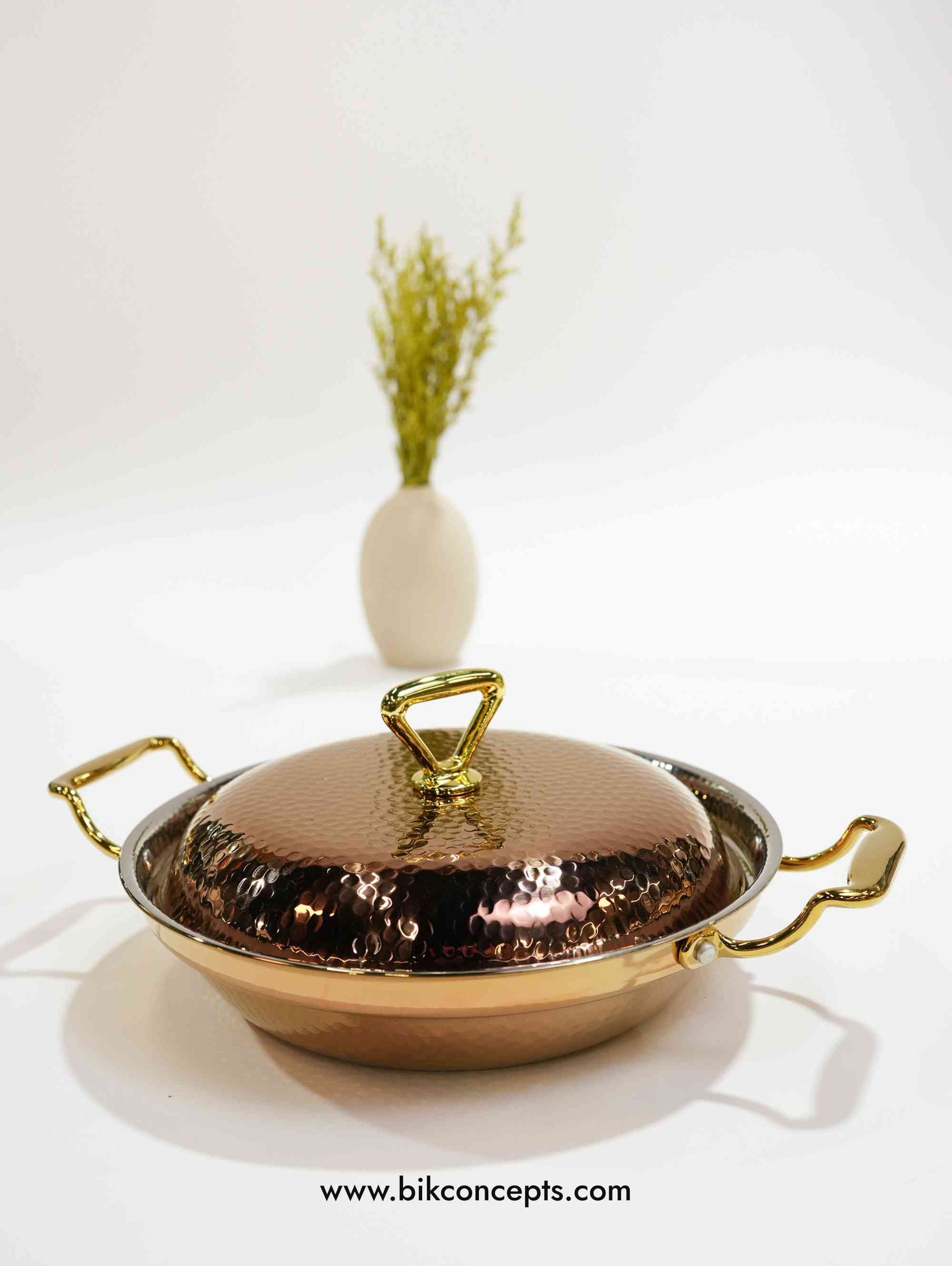serving pot, hammered stainless steel handi, luxury food warmer, copper serving dish with lid, festive tableware, Eid serving pot, Ramadan food server, decorative copper cookware.