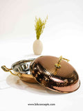 Copper serving pot, hammered stainless steel handi, luxury food warmer, copper serving dish with lid, festive tableware